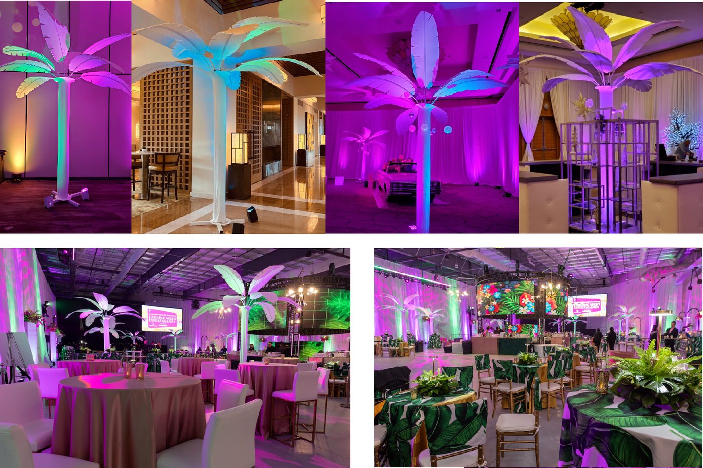 14 ft white illuminated palm trees