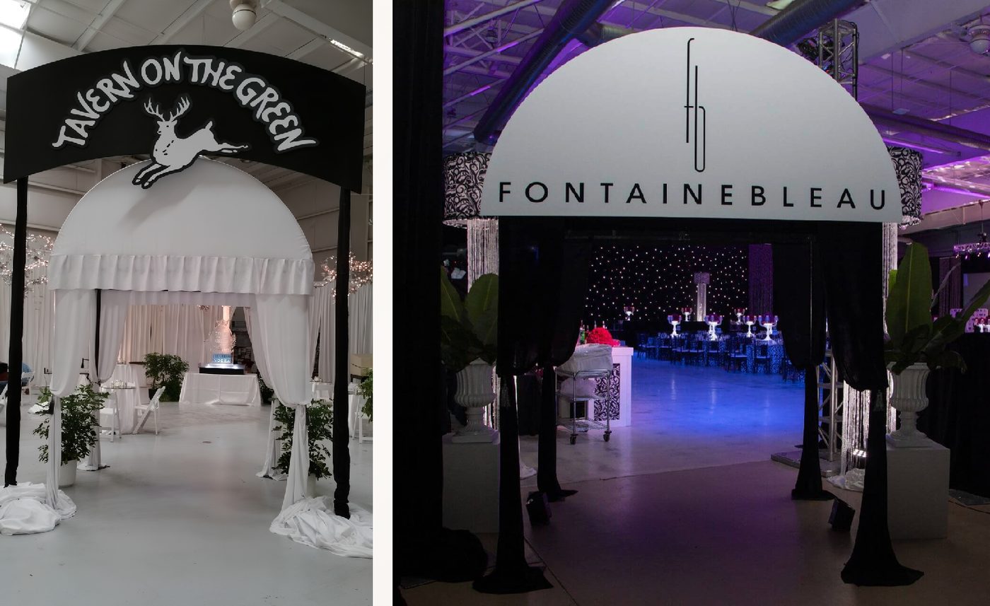 Arched marquee entrance pavilion