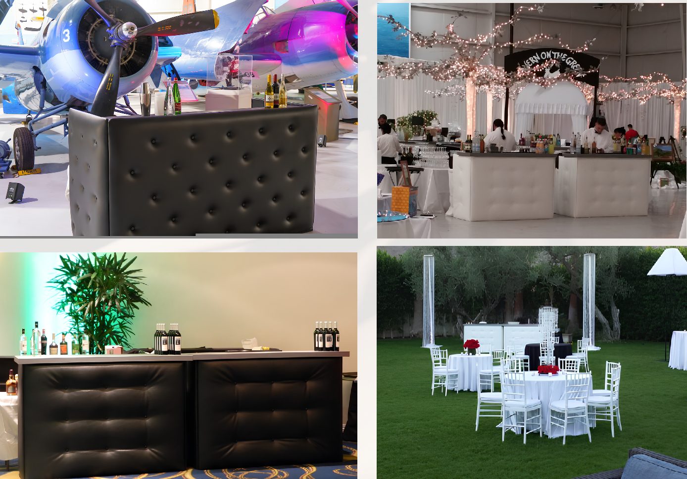 Tufted leather, graphic canopy and tiki bars