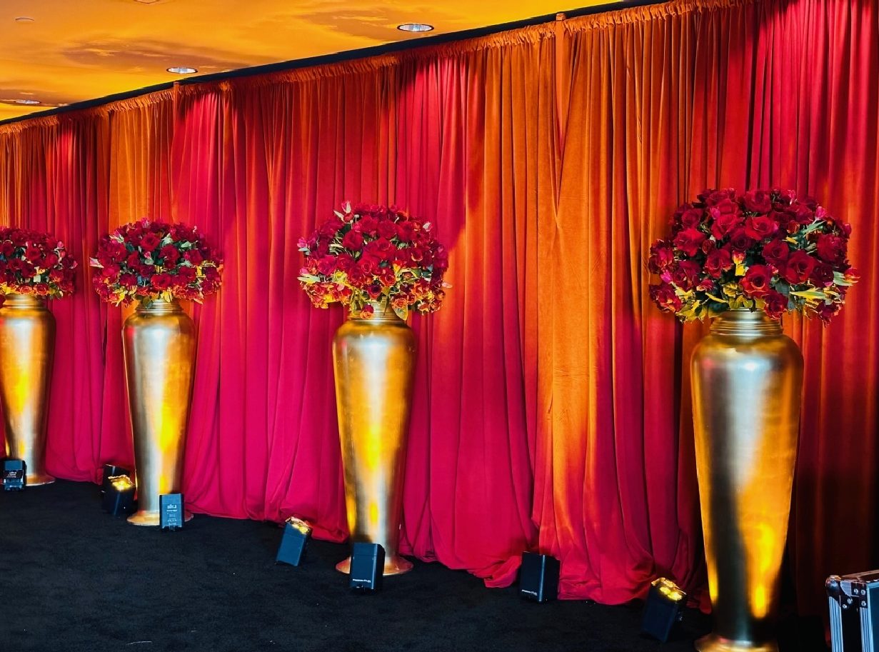 Polished gold floor urns