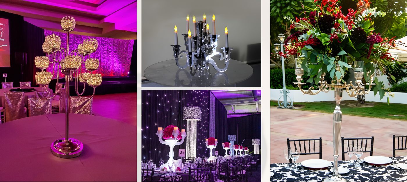 Designer table candelabras